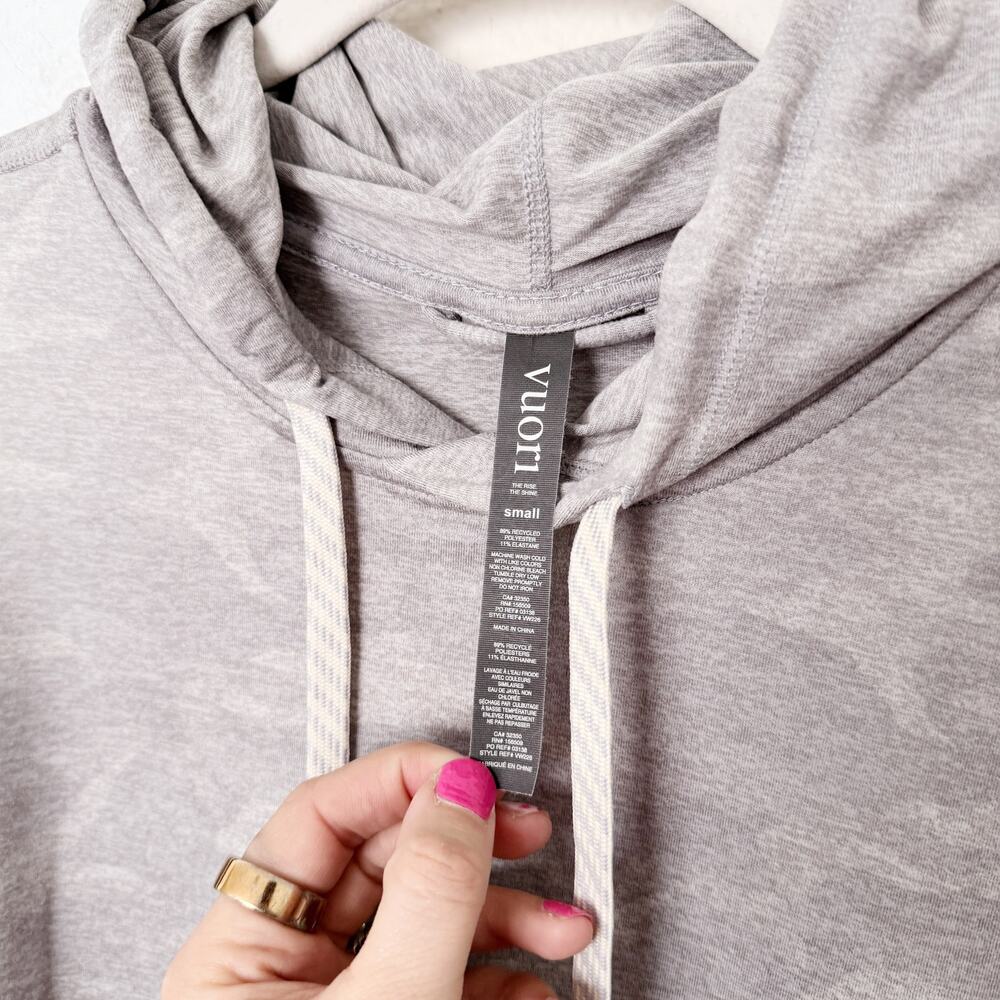 [Vuori] Pale Heather Camo Gray Halo Essential Hoodie Cropped Sweatshirt Sz Small - Picture 10 of 10